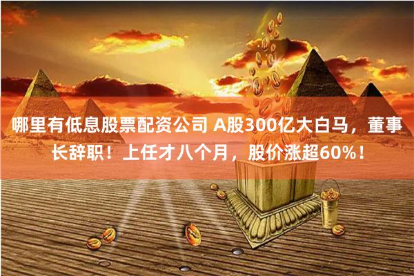 哪里有低息股票配资公司 A股300亿大白马，董事长辞职！上任才八个月，股价涨超60%！